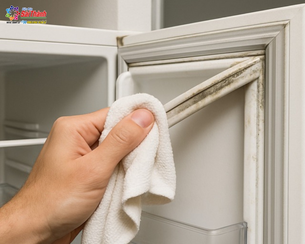 Vệ sinh gioăng cao su ở cửa tủ lạnh