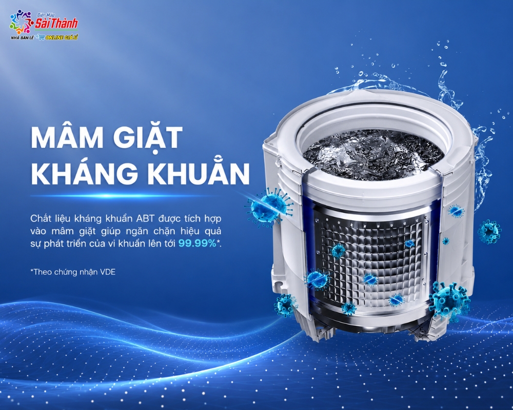 Máy giặt Aqua có thiết kế mâm giặt kháng khuẩn ABT