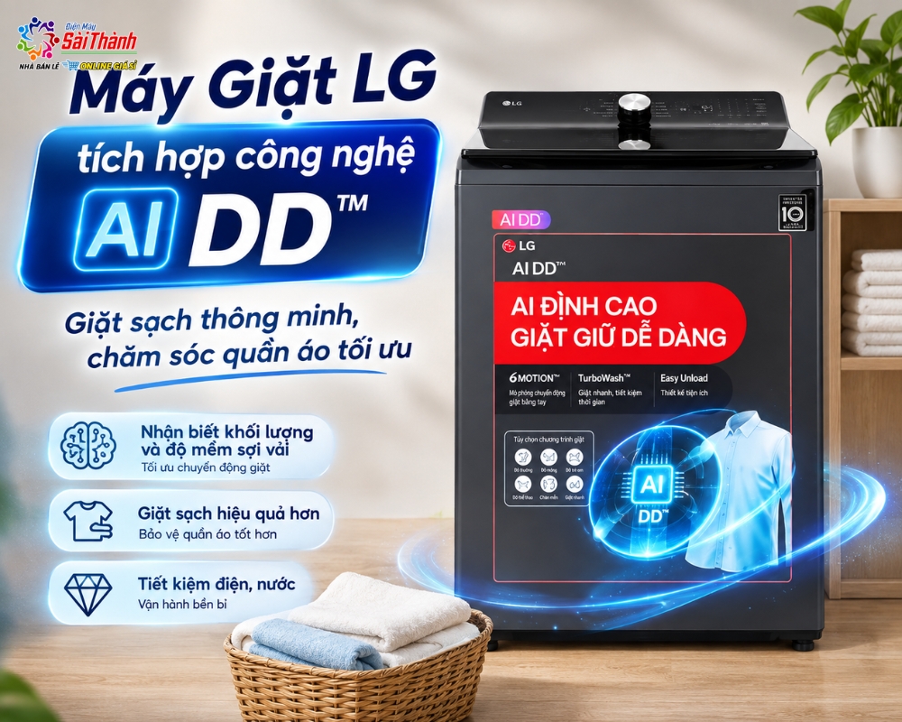 Máy giặt LG Inverter 16 kg T2516DX5G sử dụng công nghệ AI DD™