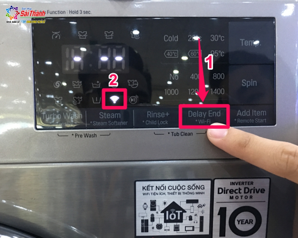 Máy giặt LG có thể kết nối app LG ThinQ™ qua Wi-Fi để điều khiển từ xa