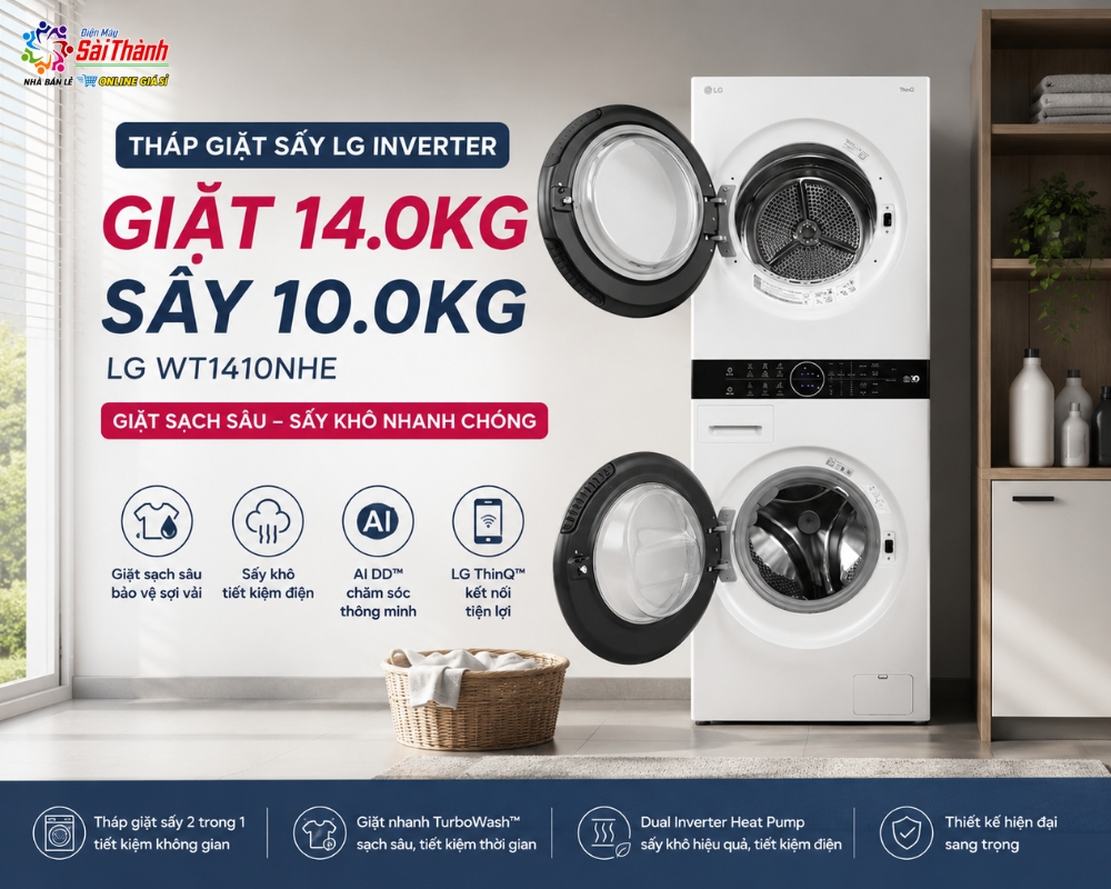 Mẫu máy giặt sấy LG Inverter WT1410NHE