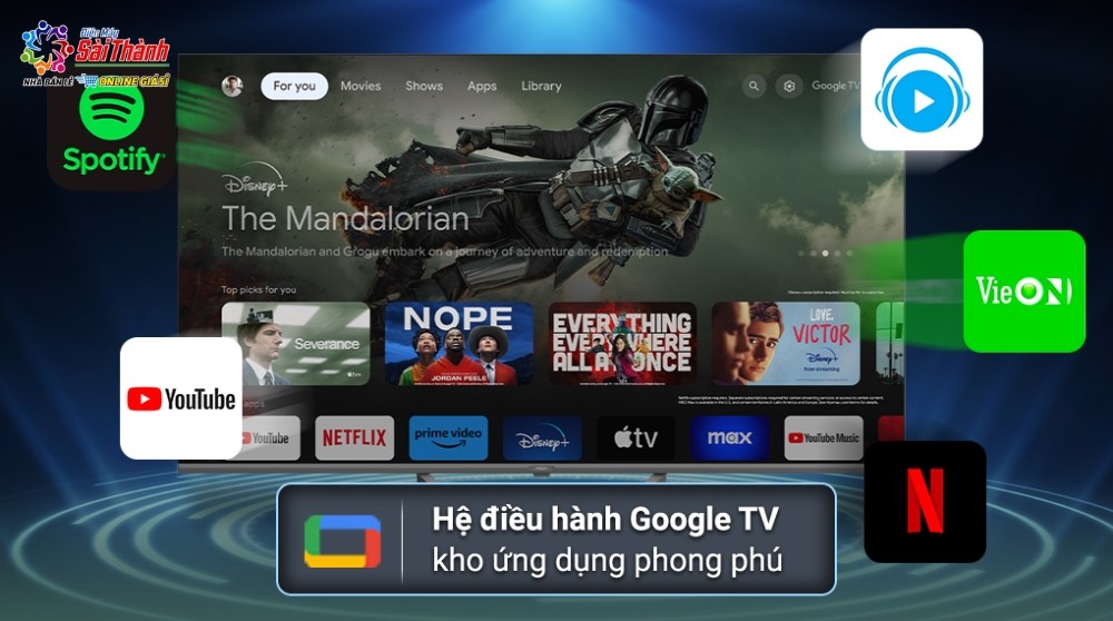Tivi Aqua sử dụng hệ điều hành Google TV, có kho ứng dụng phong phú
