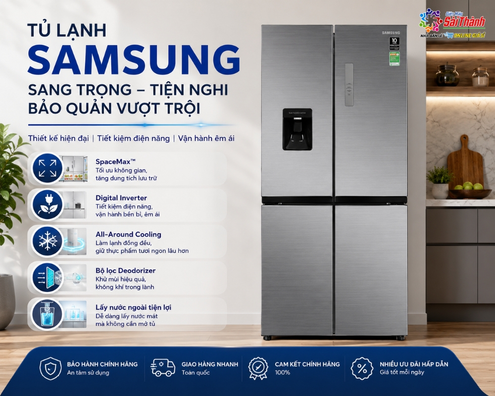 Tủ lạnh Samsung sang trọng, tiện nghi