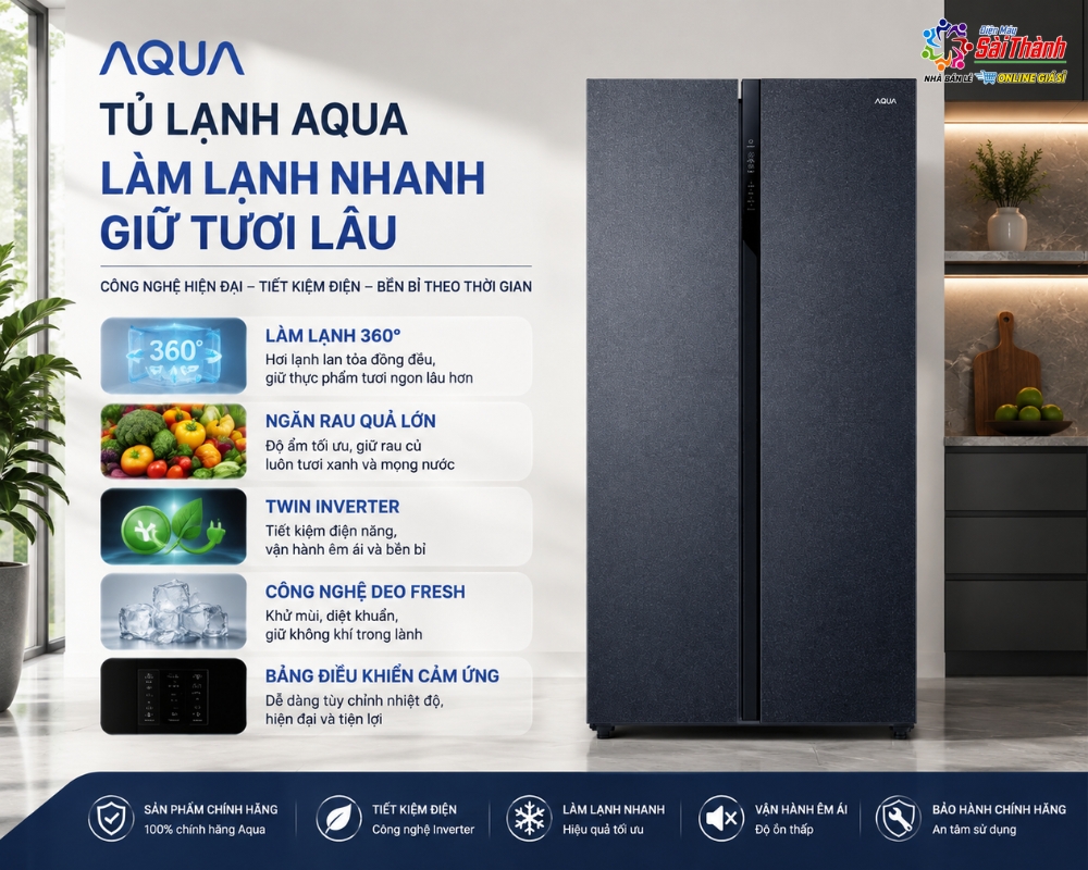 Tủ lạnh Aqua làm lạnh nhanh, giữ tươi lâu
