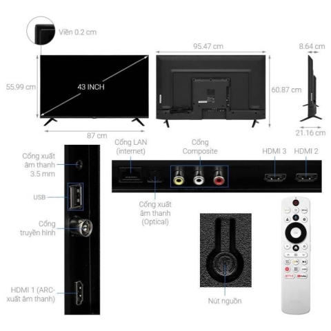 Android Tivi Aqua FHD 43 inch AQT43K800FG