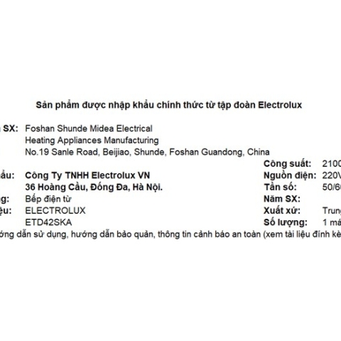 Bếp từ đơn Electrolux ETD42SKA 2100W