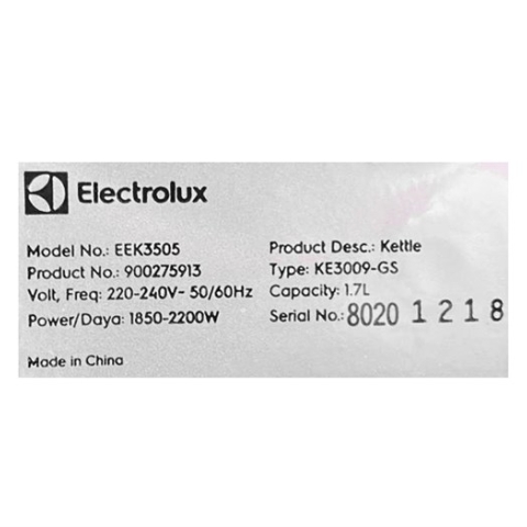 Bình đun siêu tốc Electrolux 1.7 lít EEK3505
