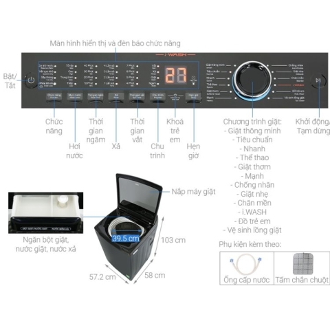 Máy giặt Aqua 10.5Kg AQW-FR105JT.BK