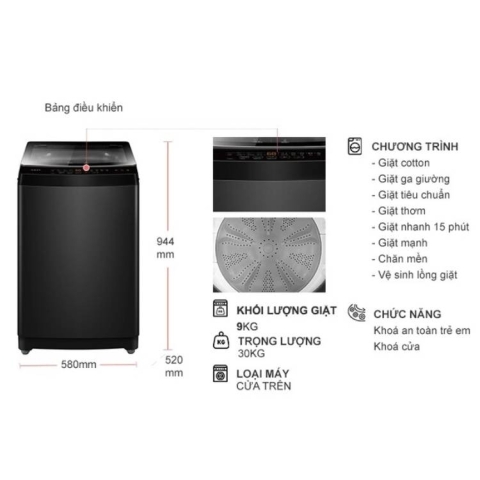 Máy Giặt Aqua 9.0Kg AWM9-316K(B)