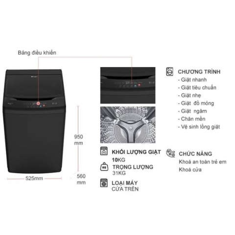 Máy giặt Casper 10kg WT-10NB3