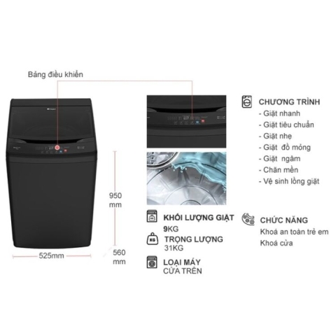 Máy Giặt Casper 9.0kg WT-9NB3