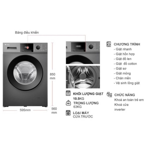 Máy Giặt Casper Inverter 10.5Kg WF-105VG5