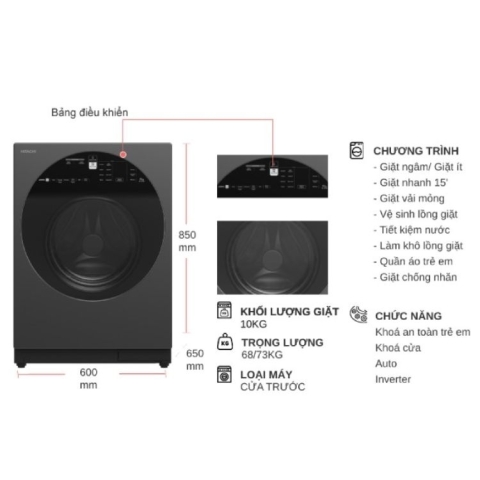 Máy giặt Hitachi Inverter 10kg BD-100XGV(MAG)