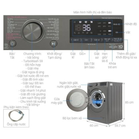 Máy giặt LG AI DD Inverter 10.0kg FV1410S4M1