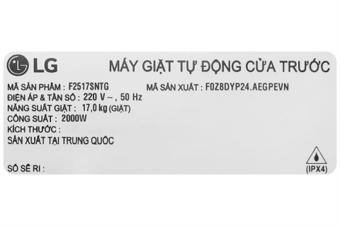 Máy giặt LG AI DD Inverter 17 kg F2517SNTG