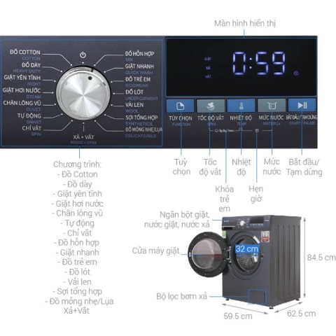 Máy giặt Sharp Inverter 11.0Kg ES-FM110CB-SB