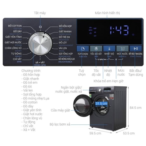 Máy giặt Sharp Inverter 9.0Kg ES-FM90CB-SB