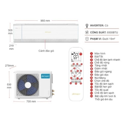 Máy lạnh 2 chiều Casper Inverter 1.0hp XH-09IF35
