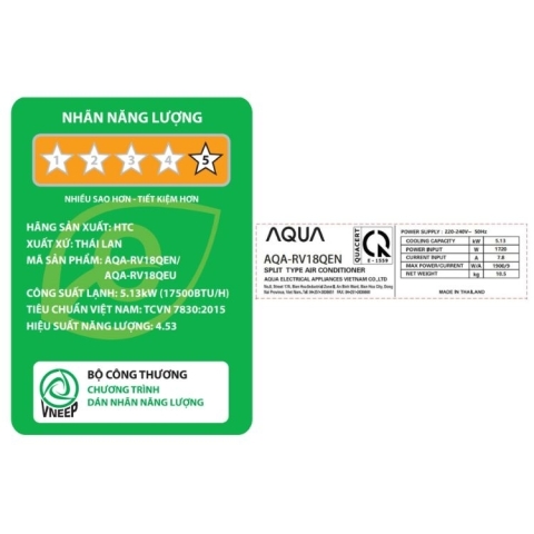Máy lạnh AQUA Inverter 2.0hp AQA-RV18QE