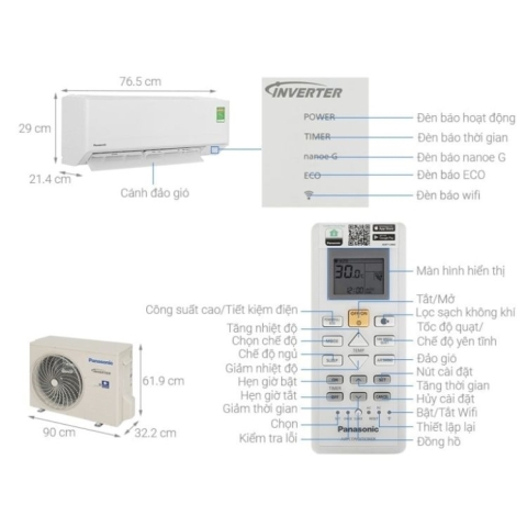 Máy lạnh Inverter Panasonic 2.0hp CU/CS-RU18AKH-8