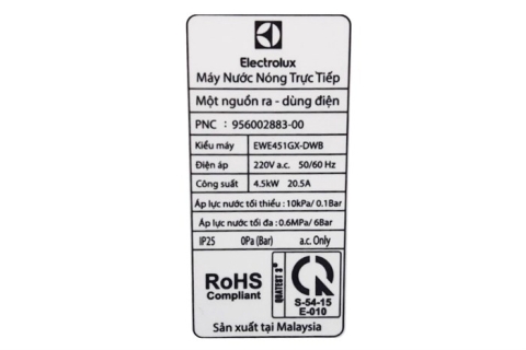 Máy nước nóng trực tiếp Electrolux 4500W EWE451GX-DWB