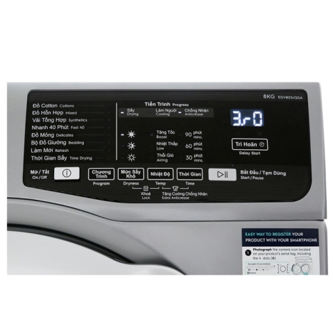 Máy sấy thông hơi Electrolux 8.0Kg EDV805JQSA