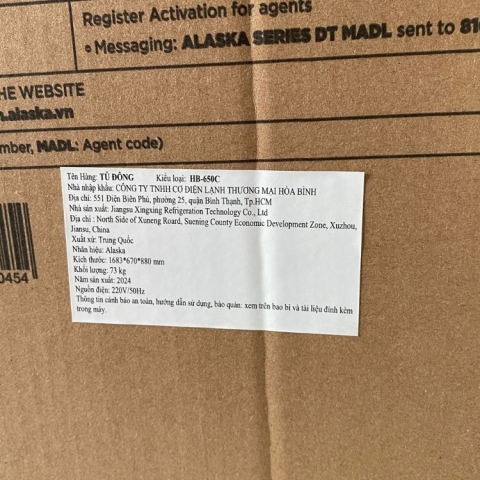 Tủ đông Alaska 650/595 lít HB-650C