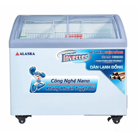 Tủ đông Alaska Inverter kính cong 300 lít KC-210CI