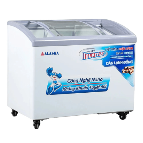 Tủ đông Alaska Inverter kính cong 300 lít KC-210CI