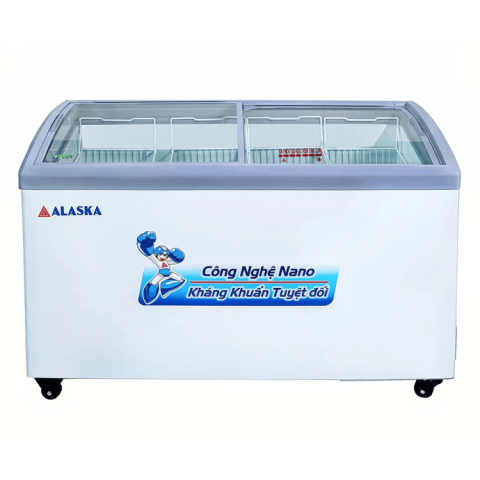 Tủ đông Alaska kính cong 300 lít KC-210C dàn đồng