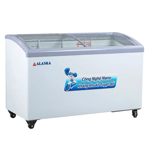 Tủ đông Alaska kính cong 300 lít KC-210C dàn đồng