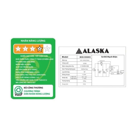 Tủ đông mát Alaska Inverter 500/405 lít BCD-5068CI