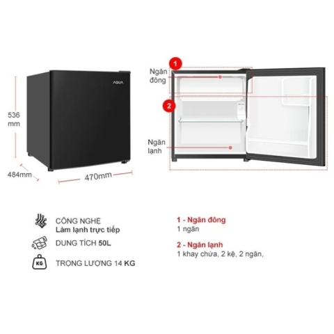Tủ Lạnh Aqua 50 lít AQR-D60FA(BS)