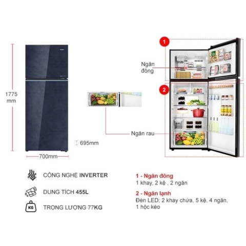 Tủ Lạnh Aqua Inverter 455 Lít AQR-TA518FA(GL)U1
