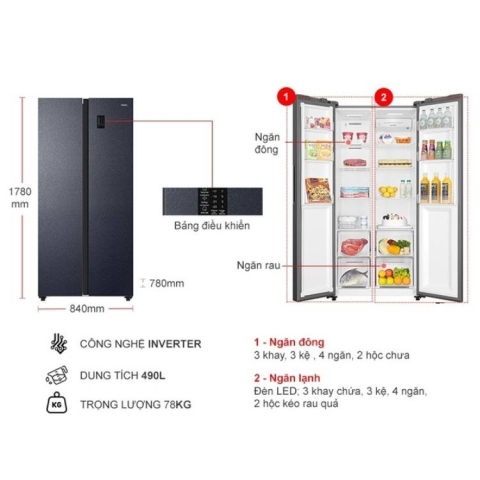 Tủ lạnh Aqua Inverter 490 lít AQR-S552XA(CBC)