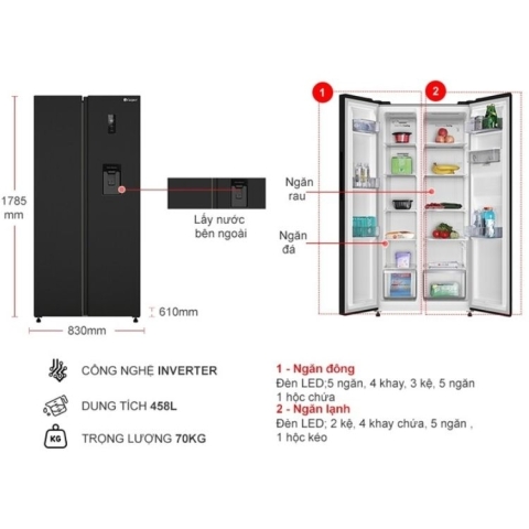 Tủ lạnh Casper Inverter 430 Lít RM-430PB