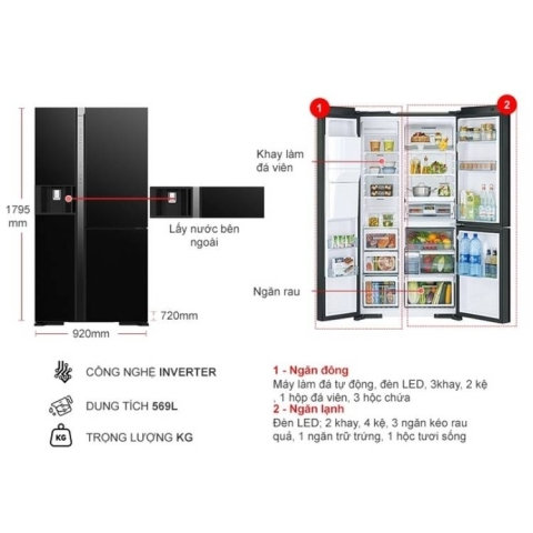 Tủ lạnh Hitachi Inverter 569 lít R-MX800GVGV0(GBK)