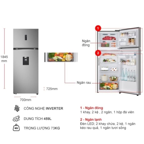 Tủ lạnh LG Inverter 459 lít LTD46SVMA