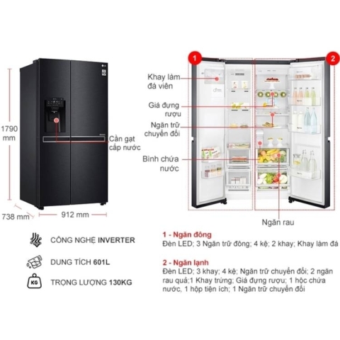 Tủ lạnh LG Inverter 601 lít GR-D247MC