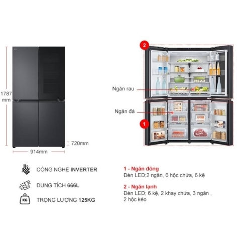 Tủ lạnh LG Inverter 666 lít LFB66BLMI
