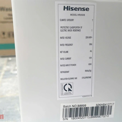  Tủ lạnh mini Hisense HR05DB 45 lít