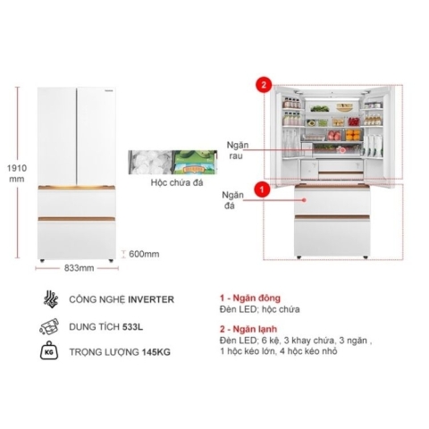 Tủ lạnh Toshiba Inverer 533 lít GR-RF690WI-PGV(67)