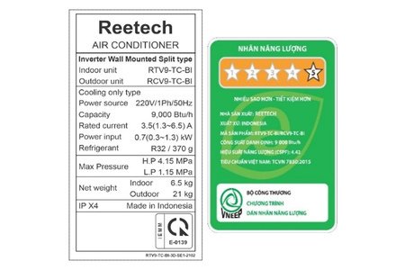 Máy Lạnh Reetech Inverter 1 HP RTV9-TC-BI