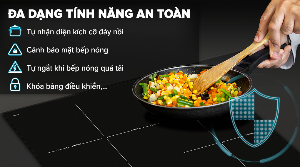 Tính năng an toàn - Bếp từ ba vùng nấu lắp âm Bosch PID631BB1E