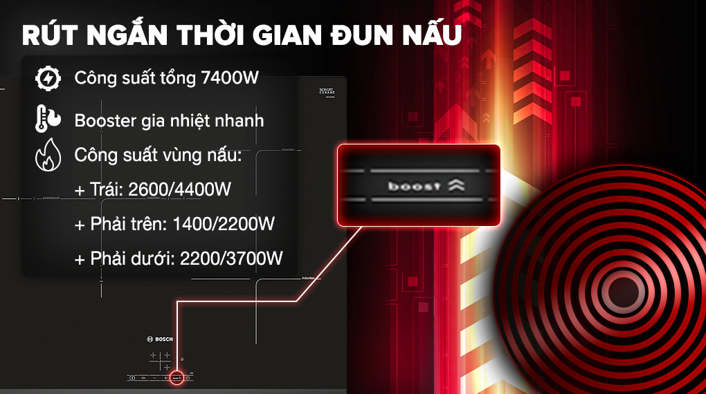 Bếp từ 3 vùng nấu lắp âm Bosch PID631BB1E
