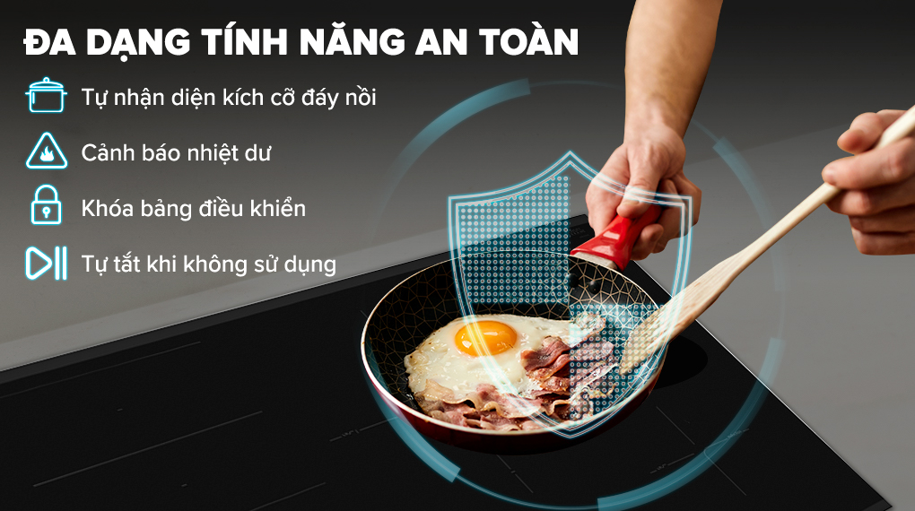 Bếp từ 4 vùng nấu lắp âm Bosch PXE875DC1E - Tính năng an toàn