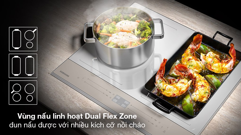 Bếp từ 4 vùng nấu Samsung Bespoke NZ64B5067YY/SV - Vùng nấu linh hoạt Dual Flex Zone Bếp từ 4 vùng nấu Samsung Bespoke NZ64B5067YY/SV - Vùng nấu linh hoạt Dual Flex Zone