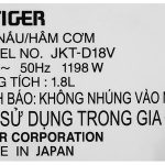Nồi cơm cao tần Tiger 1.8 lít JKT-D18V