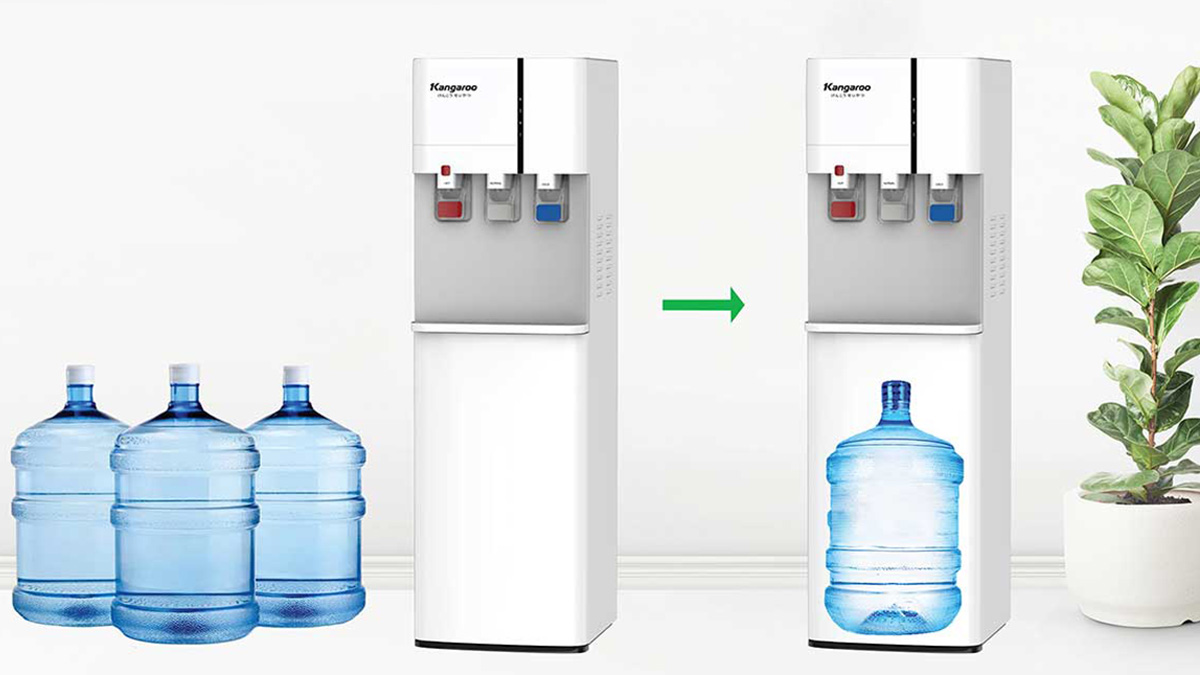 Máy làm nóng lạnh Kangaroo KG59A3 có thiết kế hút bình nhỏ gọn 