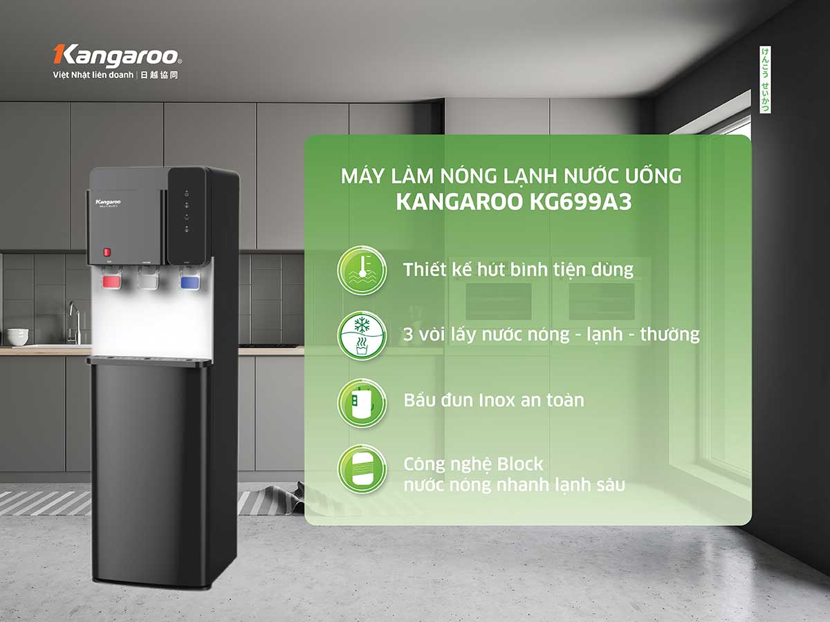 Máy làm nóng lạnh nước uống Kangaroo KG699A3 Cây nước nóng lạnh Kangaroo KG699A3